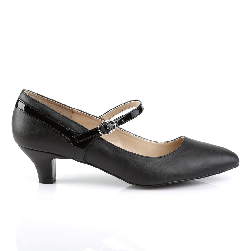 Pleaser Pink Label FAB-425 Pump (Black Faux Leather-Patent)