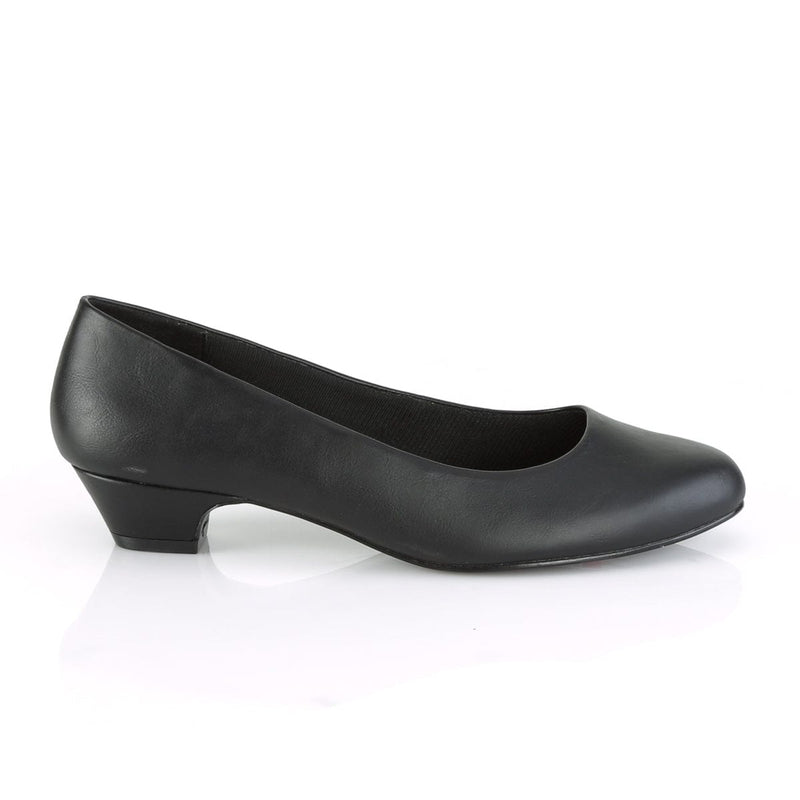 Pleaser Pink Label GWEN-01 Pump (Black Faux Leather)