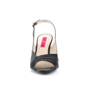 Pleaser Pink Label KIMBERLY-01SP Sandal (Black Faux Leather)