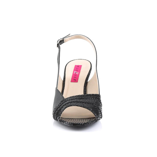 Pleaser Pink Label KIMBERLY-01SP Sandal (Black Faux Leather)