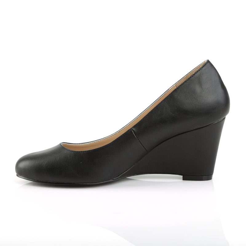 Pleaser Pink Label KIMBERLY-08 Pump (Black Faux Leather)