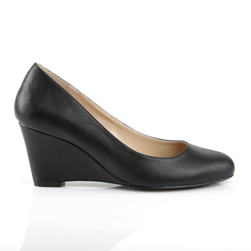 Pleaser Pink Label KIMBERLY-08 Pump (Black Faux Leather)