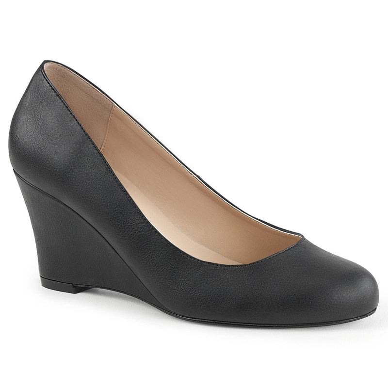 Pleaser Pink Label KIMBERLY-08 Pump (Black Faux Leather)