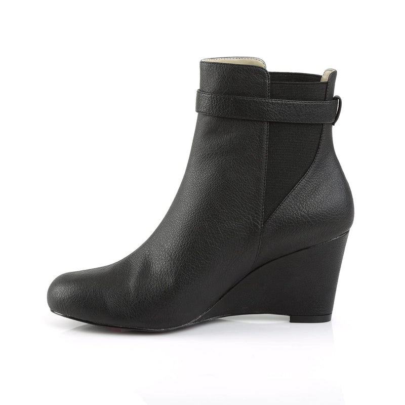 Pleaser Pink Label KIMBERLY-102 Ankle Boot (Black Faux Leather)