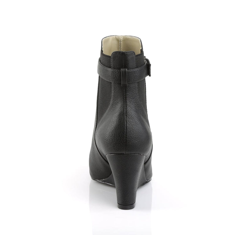 Pleaser Pink Label KIMBERLY-102 Ankle Boot (Black Faux Leather)