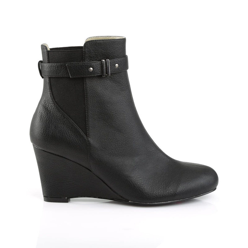 Pleaser Pink Label KIMBERLY-102 Ankle Boot (Black Faux Leather)