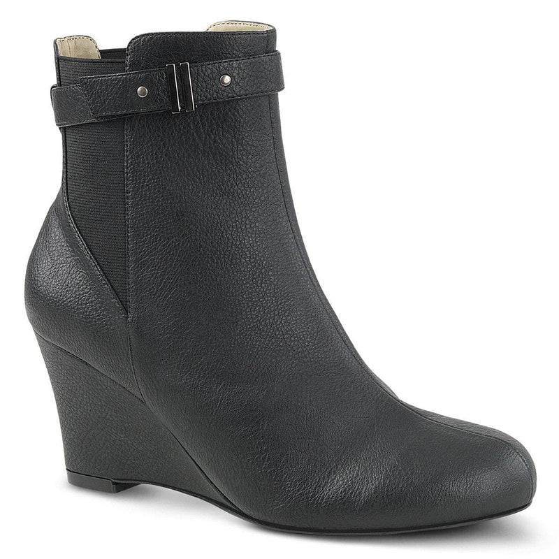 Pleaser Pink Label KIMBERLY-102 Ankle Boot (Black Faux Leather)