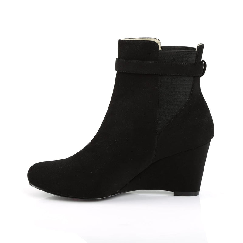 Pleaser Pink Label KIMBERLY-102 Ankle Boot (Black Nubuck Suede)