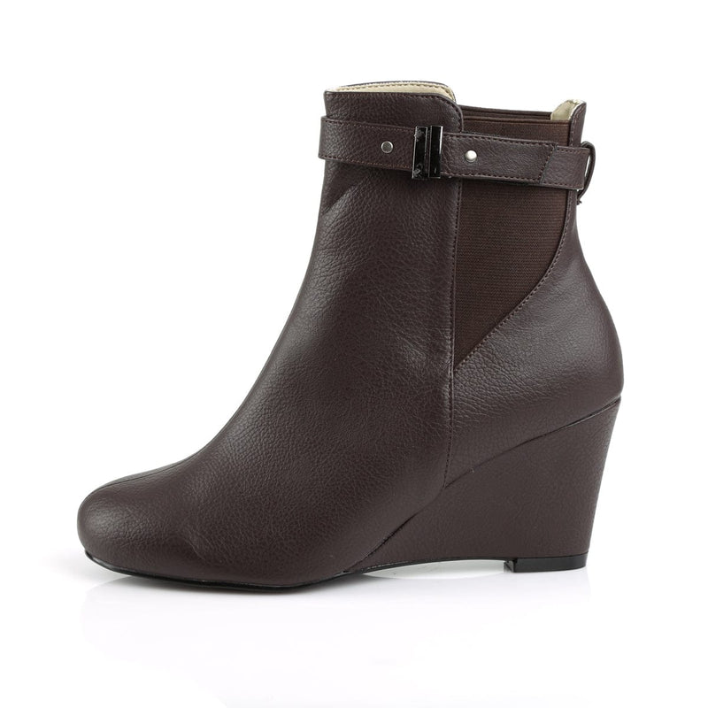 Pleaser Pink Label KIMBERLY-102 Ankle Boot (Brown Faux Leather)