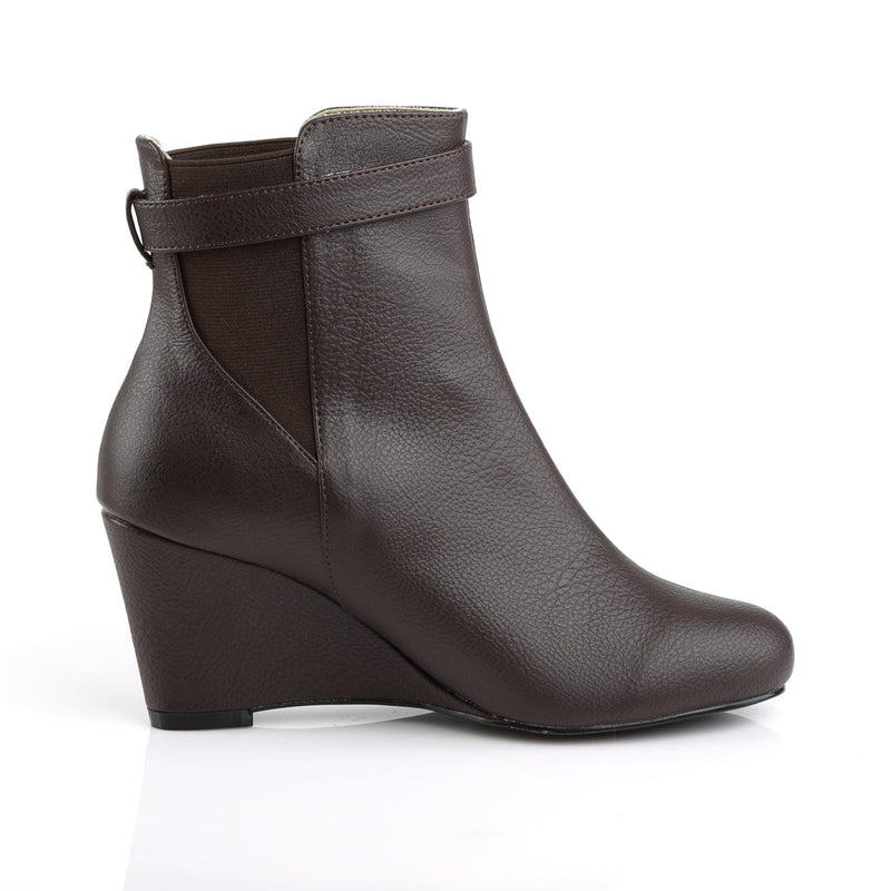 Pleaser Pink Label KIMBERLY-102 Ankle Boot (Brown Faux Leather)