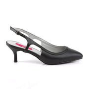 Pleaser Pink Label KITTEN-02 Pump (Black Faux Leather)