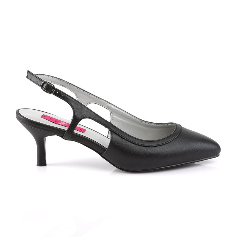 Pleaser Pink Label KITTEN-02 Pump (Black Faux Leather)