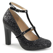 Pleaser Pink Label QUEEN-01 Pump (Black Glitter-Patent)