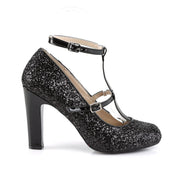 Pleaser Pink Label QUEEN-01 Pump (Black Glitter-Patent)