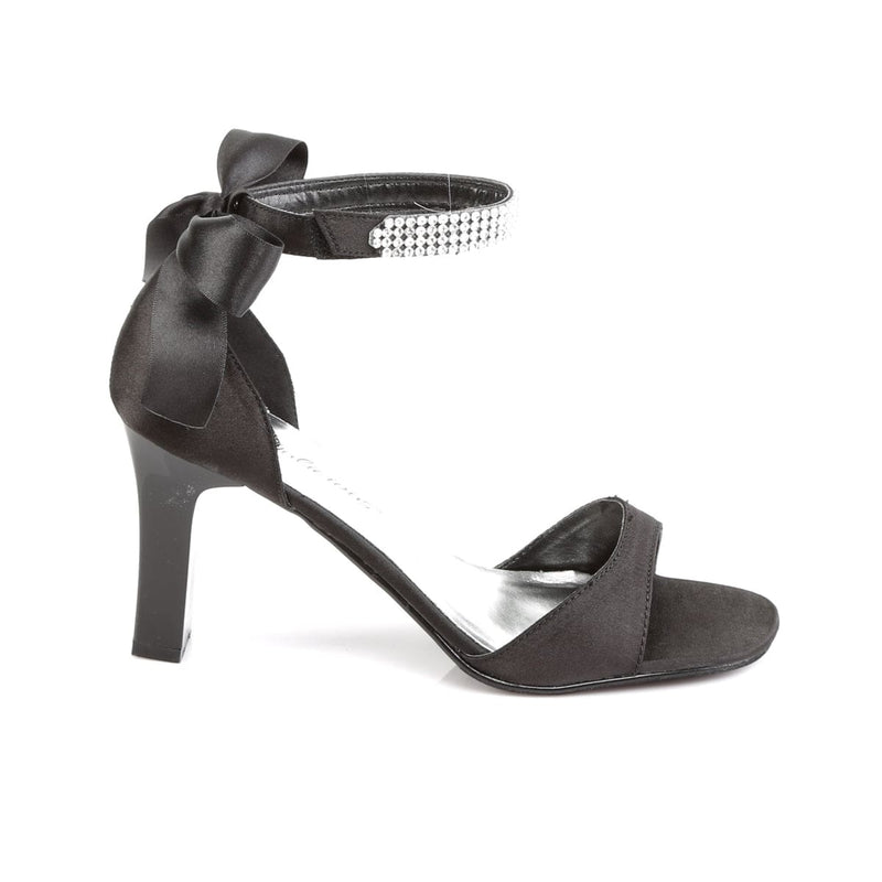 Pleaser Pink Label ROMANCE-372 Sandal (Black Satin)