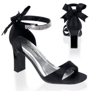 Pleaser Pink Label ROMANCE-372 Sandal (Black Satin)