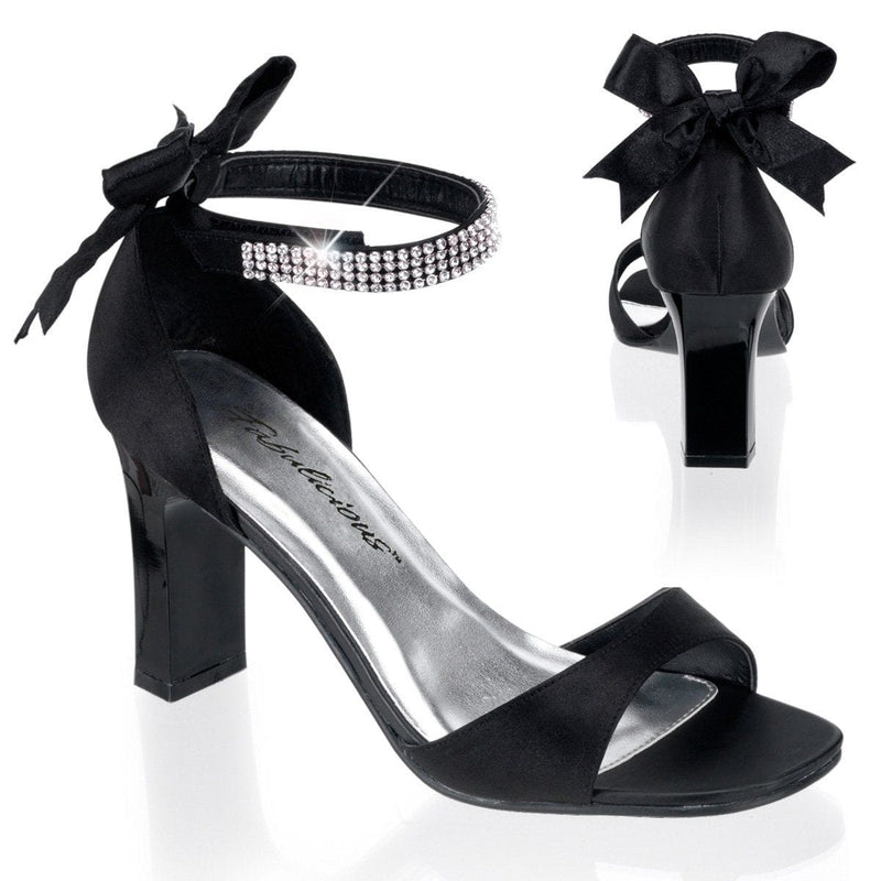 Pleaser Pink Label ROMANCE-372 Sandal (Black Satin)
