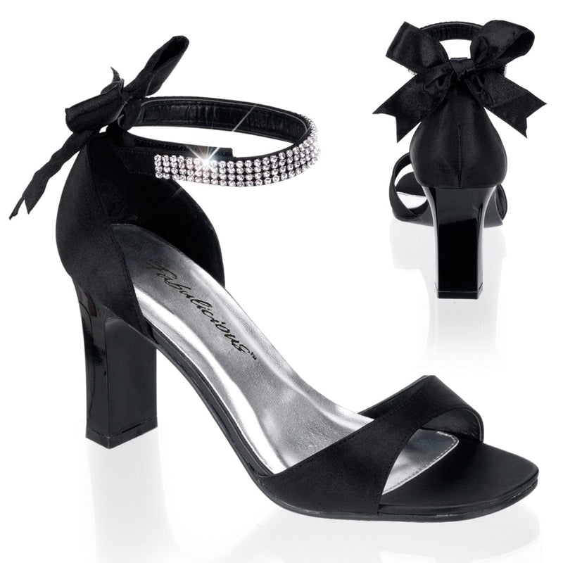 Pleaser Pink Label ROMANCE-372 Sandal (Black Satin)