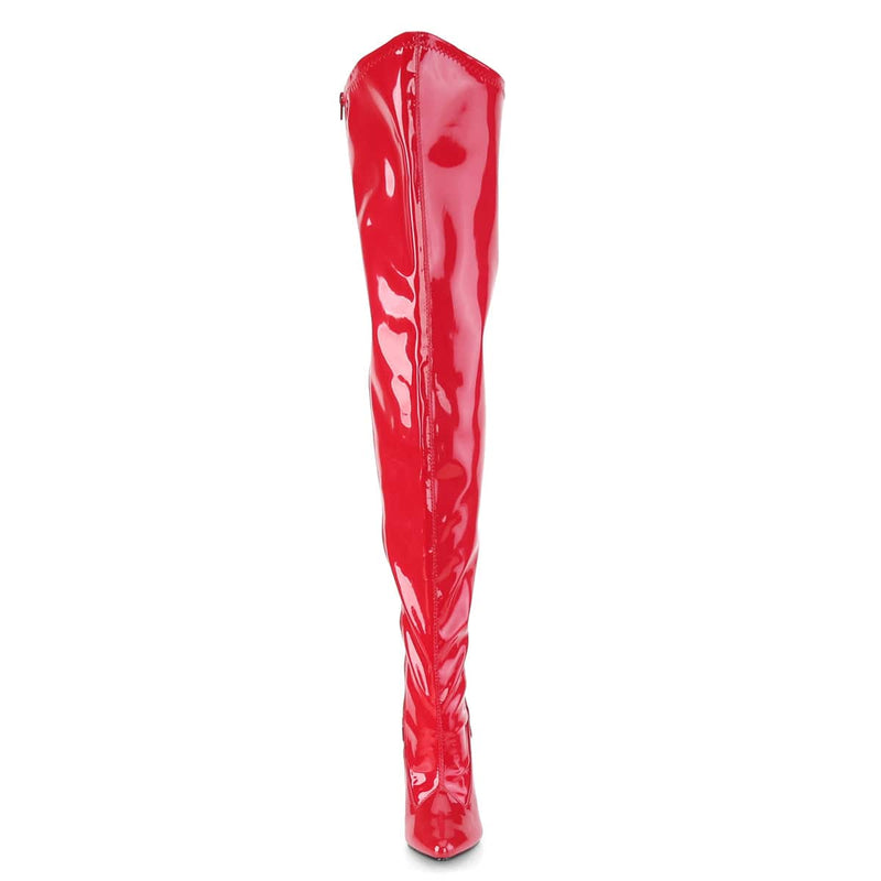 Pleaser Pink Label SEDUCE-3000WC Thigh High Boot (Red Stretch Patent)