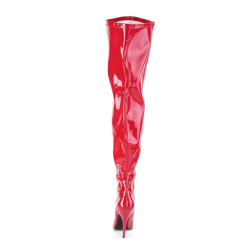 Pleaser Pink Label SEDUCE-3000WC Thigh High Boot (Red Stretch Patent)