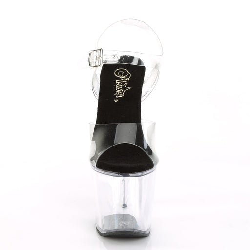 Pleaser RADIANT-708 Platform Sandal (Clear-Black/Clear)