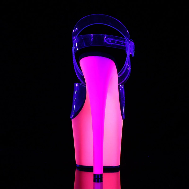 Pleaser RAINBOW-308UV Platform Sandal (Clear/Neon Multi)