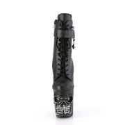 Pleaser RAPTURE-1020STR-LT Platform Ankle Boot (Black Faux Leather/Black Matte-Rubbed Silver)