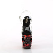 Pleaser RAPTURE-808-LT Platform Sandal (Clear/Satin Red Chrome)