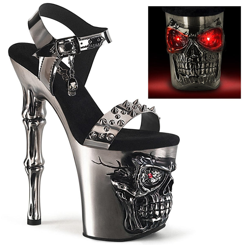 Pleaser RAPTURE-812-LT Platform Sandal (Pewter TPU/Satin Pewter Chrome)