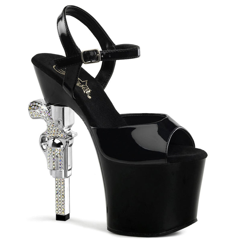 Pleaser REVOLVER-709 Platform Sandal (Black/Black)
