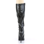 Pleaser SEDUCE-2000 Knee High Boot (Black Stretch Faux Leather)
