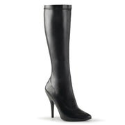 Pleaser SEDUCE-2000 Knee High Boot (Black Stretch Faux Leather)