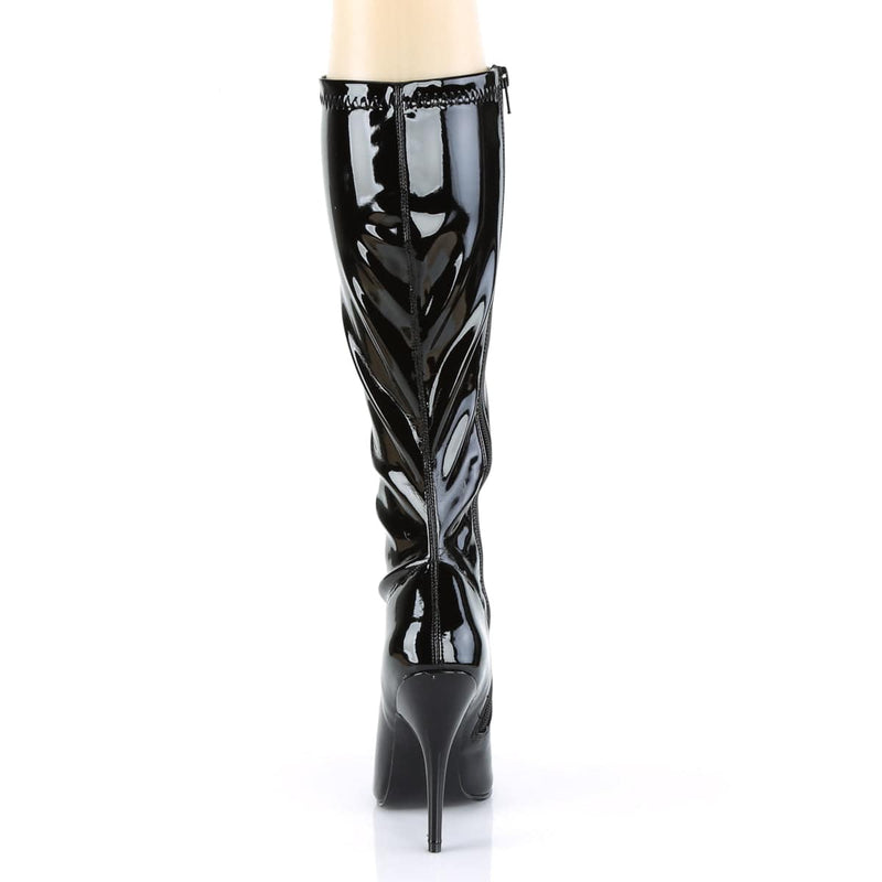 Pleaser SEDUCE-2000 Knee High Boot (Black Stretch Patent)