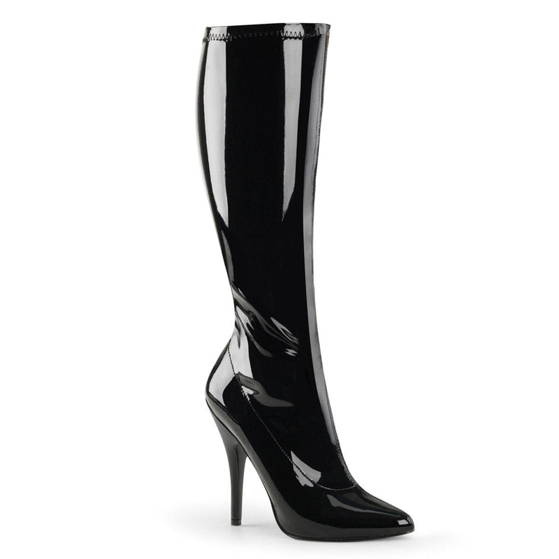 Pleaser SEDUCE-2000 Knee High Boot (Black Stretch Patent)