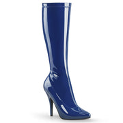 Pleaser SEDUCE-2000 Platform Knee High Boot (Navy Blue Stretch Patent)