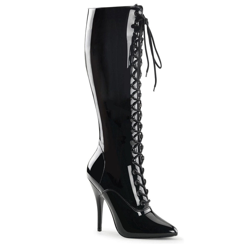 Pleaser SEDUCE-2020 Knee High Boot (Black Patent)