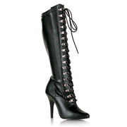 Pleaser SEDUCE-2024 Knee High Boot (Black Stretch Faux Leather)