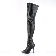 Pleaser SEDUCE-3000 Thigh High Boot (Black Stretch Faux Leather)