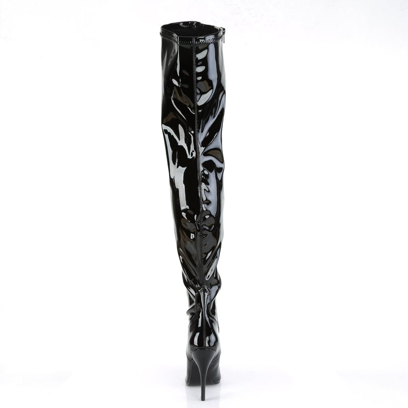 Pleaser SEDUCE-3000 Thigh High Boot (Black Stretch Patent)