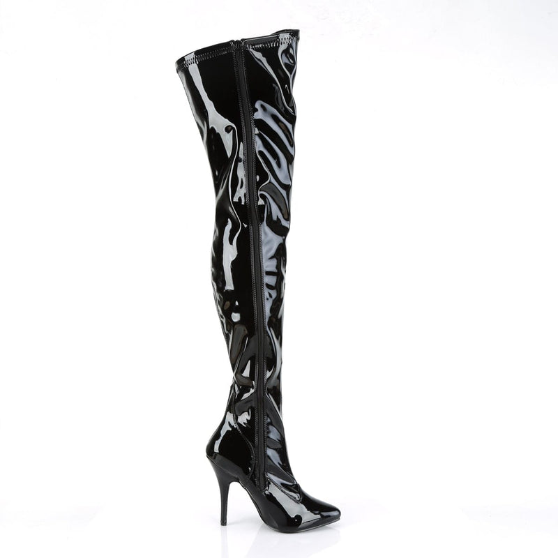 Pleaser SEDUCE-3000 Thigh High Boot (Black Stretch Patent)