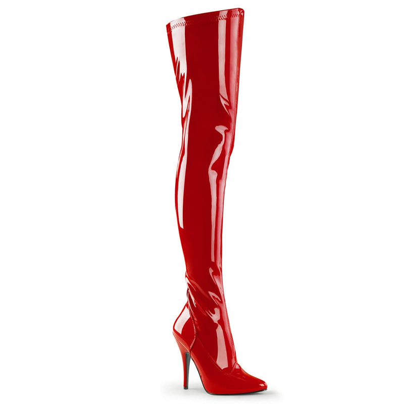 Pleaser SEDUCE-3000 Thigh High Boot (Red Stretch Patent)