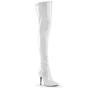 Pleaser SEDUCE-3000 Thigh High Boot (White Stretch Patent)