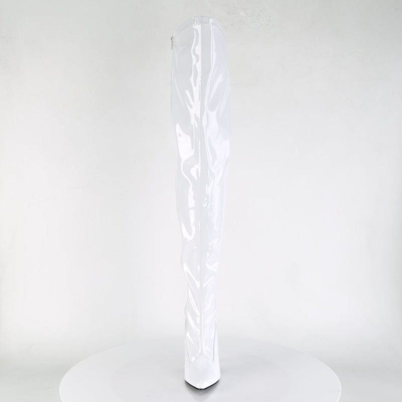 Pleaser SEDUCE-3000 Thigh High Boot (White Stretch Patent)