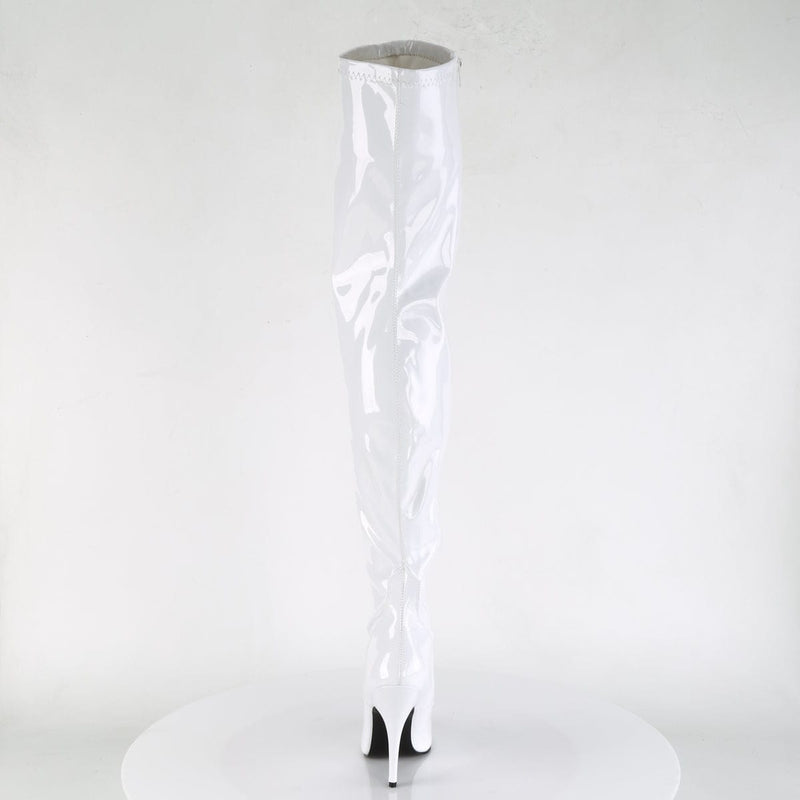 Pleaser SEDUCE-3000 Thigh High Boot (White Stretch Patent)