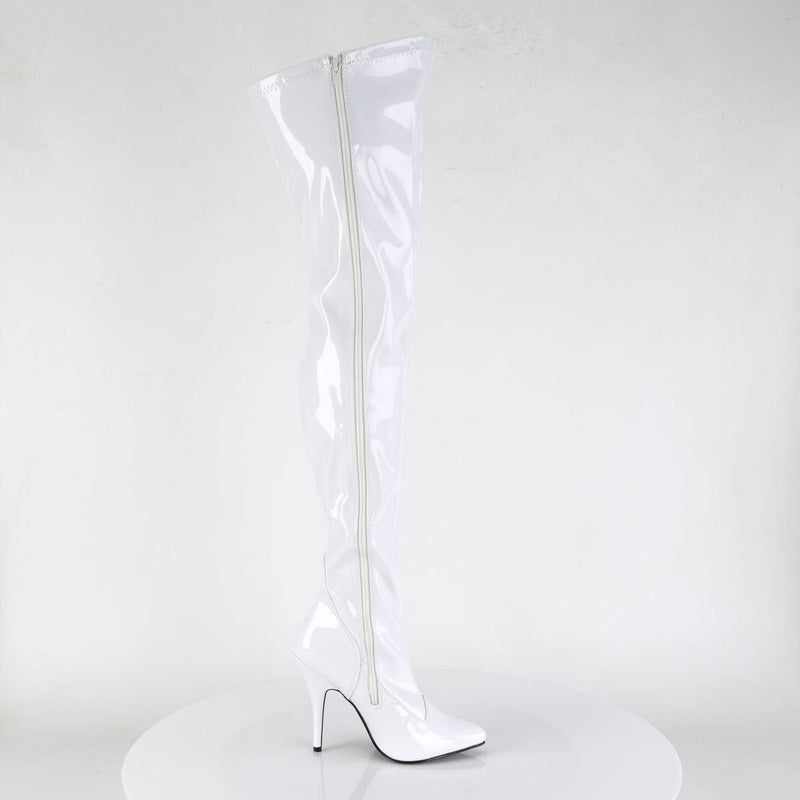 Pleaser SEDUCE-3000 Thigh High Boot (White Stretch Patent)