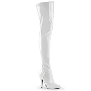 Pleaser SEDUCE-3000 Thigh High Boot (White Stretch Patent)