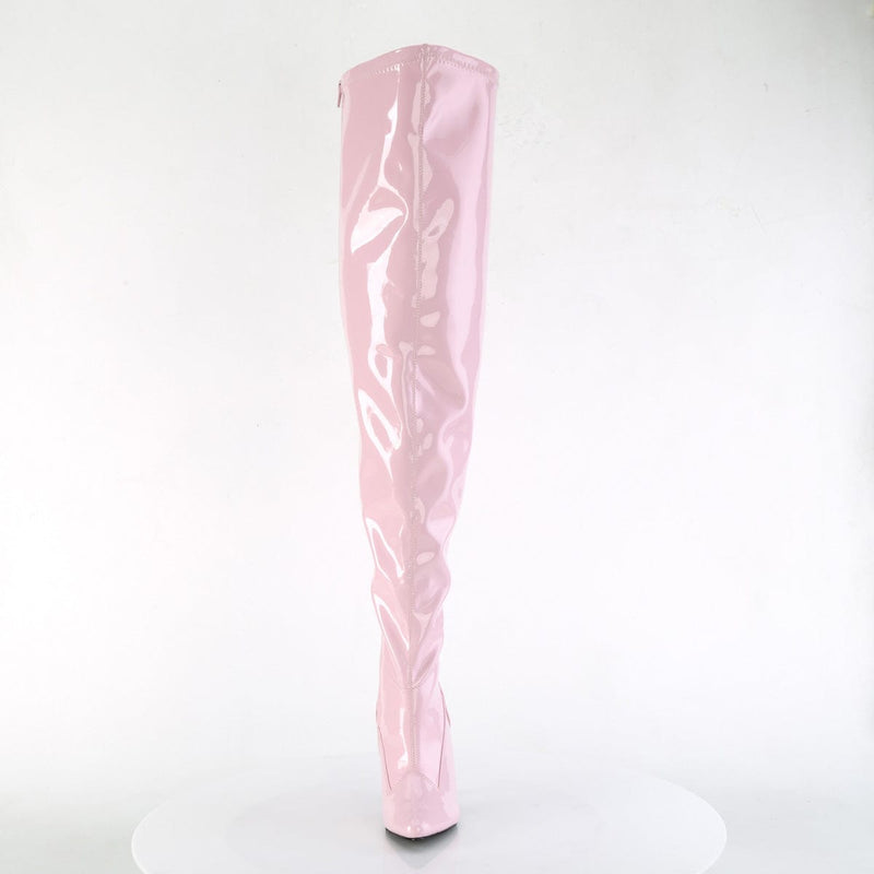 Pleaser SEDUCE-3000WC Platform Thigh High Boot (Baby Pink Stretch Patent)
