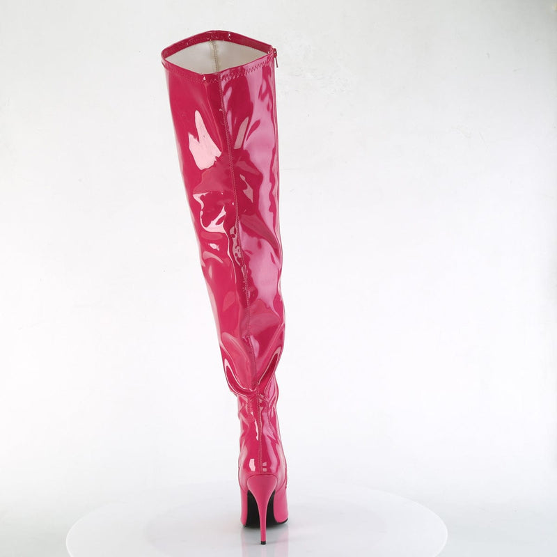 Pleaser SEDUCE-3000WC Thigh High Boot (Hot Pink Stretch Patent)