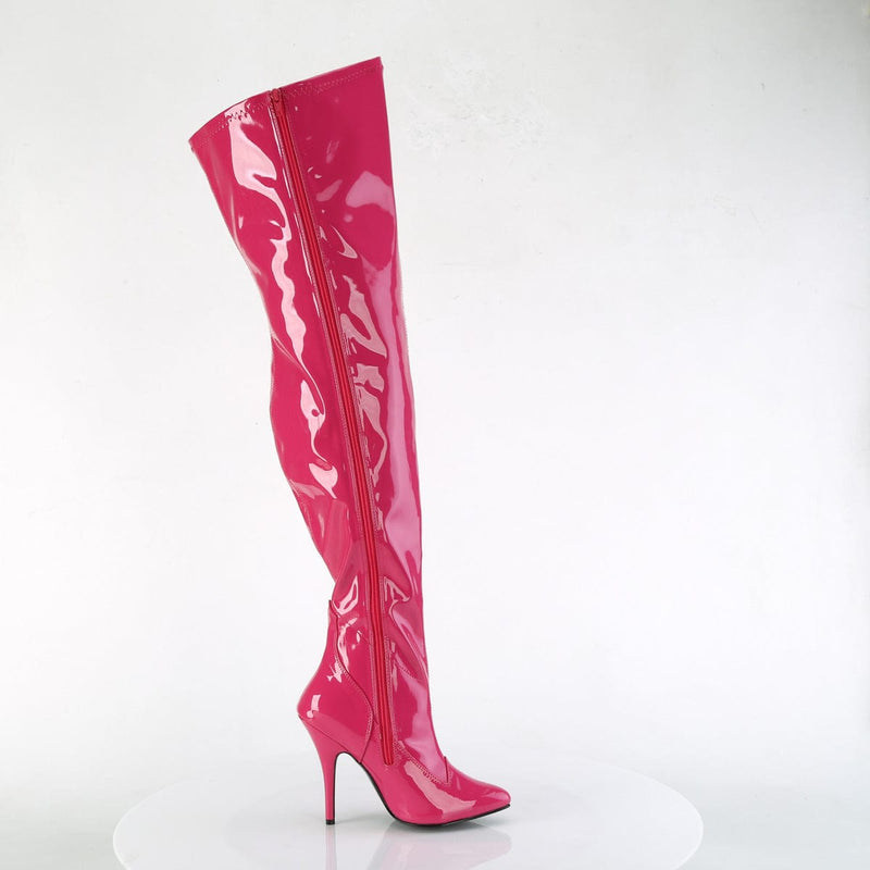 Pleaser SEDUCE-3000WC Thigh High Boot (Hot Pink Stretch Patent)