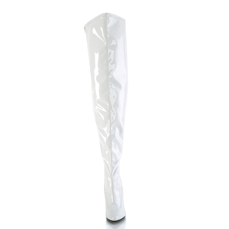 Pleaser SEDUCE-3000WC Thigh High Boot (White Stretch Patent)